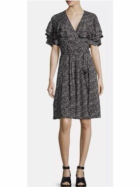 Rebecca Taylor Sweet Briar Floral Ruffle Midi Dress